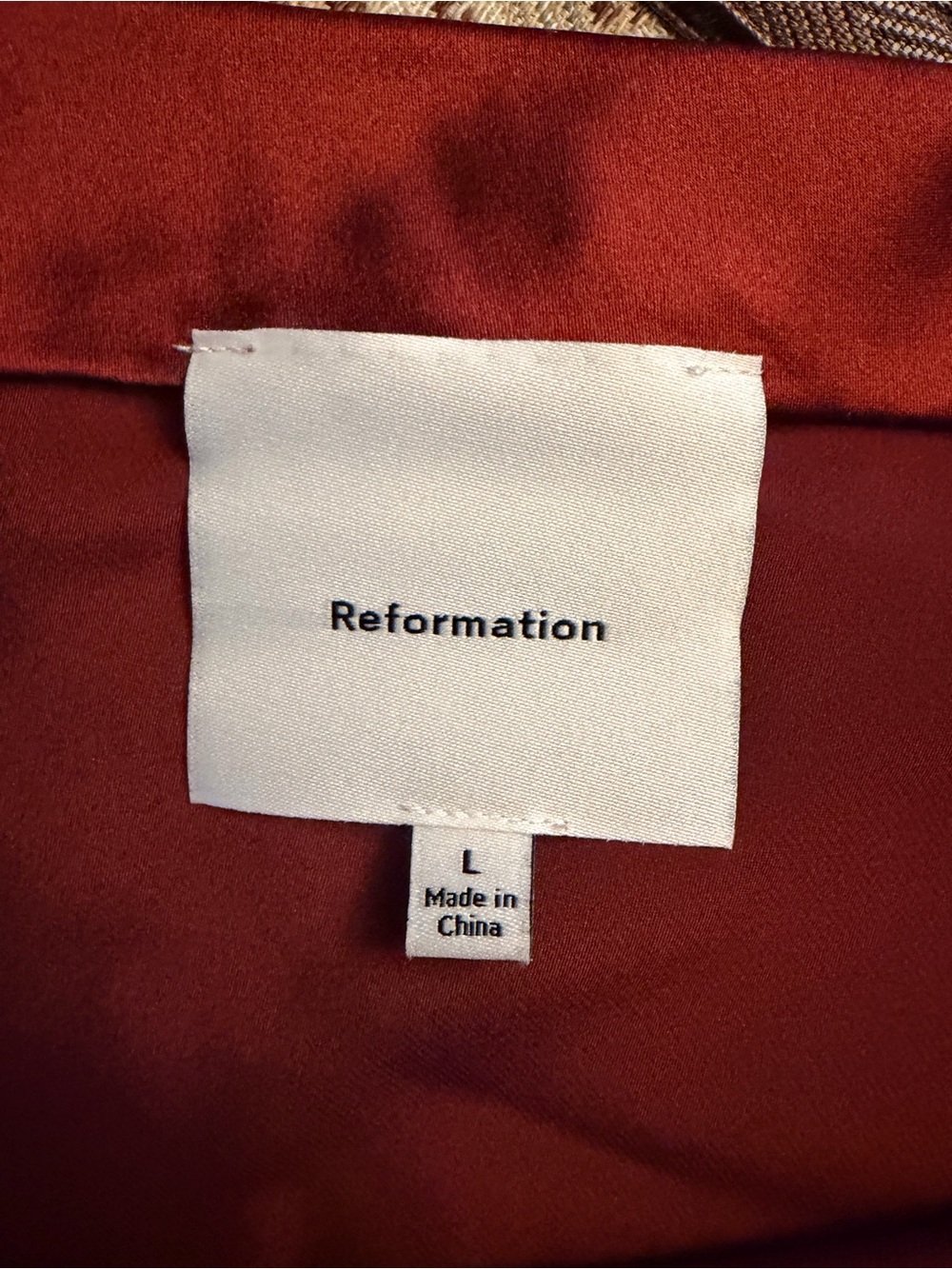 Reformation Carolina Silk Skirt - Burgundy/Black Size L - Picture 4 of 7